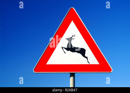 Schild Hirsch Kreuzung Stockfoto