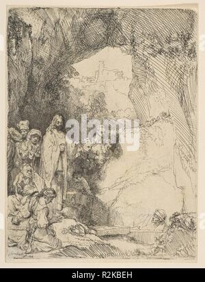Die Auferweckung des Lazarus, kleine Platte. Artist: Rembrandt (Rembrandt van Rijn) (Niederländisch, Leiden 1606-1669 Amsterdam). Maße: Blatt: 6 x 4 1/2 in. (15,2 x 11,5 cm). Datum: 1642. Museum: Metropolitan Museum of Art, New York, USA. Thema: Rembrandt (Rembrandt van Rijn). Nach Rembrandt (Rembrandt van Rijn). Stockfoto