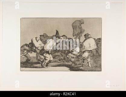 Platte 14 aus den "isparates": Karneval Torheit. Artist: Goya (Francisco de Goya y Lucientes) (Spanisch, Fuendetodos 1746-1828 Bordeaux). Abmessungen: Platte: 9 5/8 x 13 3/4 in. (24,5 × 35 cm) Blatt: 13 1/16 x 18 5/8 in. (33,2 × 47,3 cm). Serie/Portfolio: Los Disparates (Los Proverbios). Datum: Ca. 1816-23 (veröffentlicht 1864). Von der posthumen Erstausgabe von der Academia de San Fernando in Madrid im Jahre 1864 veröffentlicht unter dem Titel "Los Proverbios". Museum: Metropolitan Museum of Art, New York, USA. Stockfoto