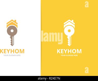 Vector Key und Immobilien logo Kombination. Schloss und Haus Symbol oder Icon. Einzigartige Haus und Miete Logo Design Template. Stock Vektor