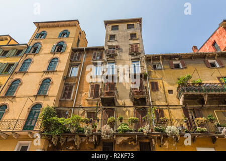 Typische Stadt Paläste der Renaissance Architektur, Piazza delle Erbe, Piazza, Verona, Venetien, Italien, Europa Stockfoto