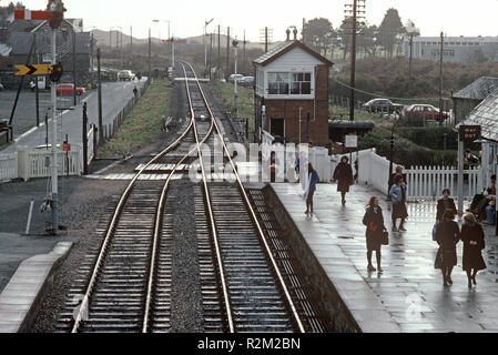 Harlech Bahnhof, Dovey Junction zu Pwllheli Cambrian Coast Railway Line, Gynedd, Wales, Großbritannien Stockfoto