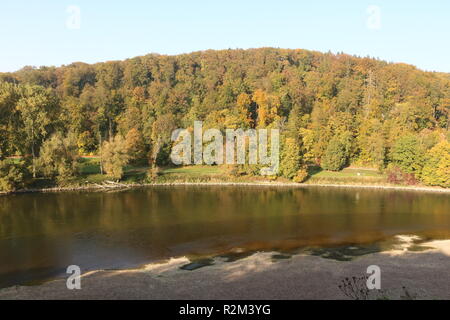 Blick auf die Donau bei Kloster Weltenburg in Kelheim Stockfoto