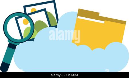 Ordner mit Fotos auf Cloud computing Vector Illustration graphic design Stock Vektor