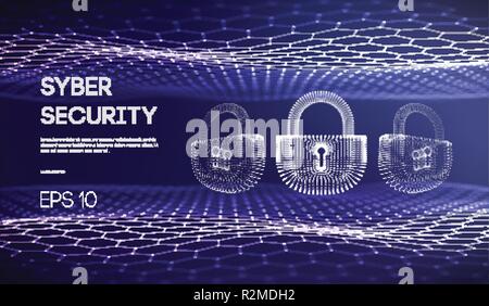 Coputer internet Cyber Security Hintergrund. Internetkriminalität Vector Illustration. Digitale Sperre Vektor-illustration EPS 10. Stock Vektor
