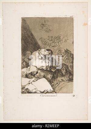 Platte 46 von 'Los Caprichos': Korrektur (Correccion.). Artist: Goya (Francisco de Goya y Lucientes) (Spanisch, Fuendetodos 1746-1828 Bordeaux). Abmessungen: Platte: 8 3/8 x 5 13/16 in. (21,3 x 14,7 cm) Blatt: 11 5/8 x 8 1/4 in. (29,5 x 21 cm). Serie/Portfolio: Los Caprichos. Datum: 1799. Museum: Metropolitan Museum of Art, New York, USA. Stockfoto