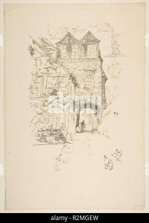 Das Priest House, Rouen. Künstler: James McNeill Whistler (Amerikanische, Lowell, Massachusetts 1834-1903 London). Abmessungen: Bild: 9 1/16 x 6 1/8 in. (23 × 15,6 cm) Blatt: 12 13/16 x 8 11/16 in. (32,5 × 22 cm). Datum: 1894-95. Museum: Metropolitan Museum of Art, New York, USA. Stockfoto