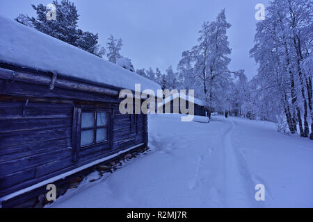 Fisherman's Hut auf Jerisjärvi Stockfoto