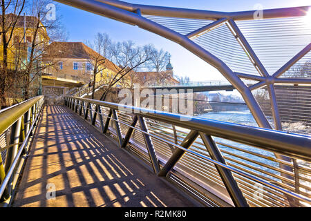 Stadt Graz Mur Waterfront und Murinsel, Steiermark in Österreich Stockfoto