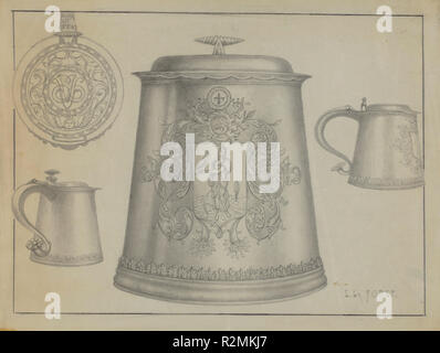 Silber Tankard. Vom: C. 1936. Maße: gesamt: 22,9 x 30,3 cm (9 x 11 15/16 in.) Original IAD Objekt: 6' hoch. Medium: Graphit auf Papier. Museum: Nationalgalerie, Washington DC. Autor: Eugene La Foret. Stockfoto