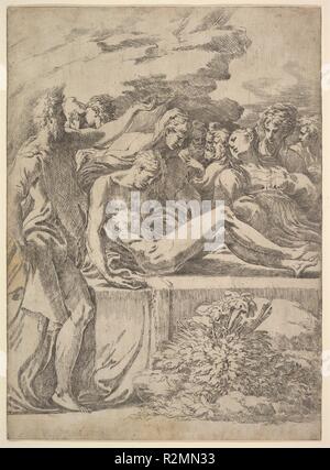Grablegung. Artist: Parmigianino (Bernart) (Italienisch, Parma Casalmaggiore 1503-1540). Maße: Blatt: 12 13/16 x 9 5/16 in. (32,6 x 23,7 cm). Datum: Ca. 1530. Museum: Metropolitan Museum of Art, New York, USA. Stockfoto