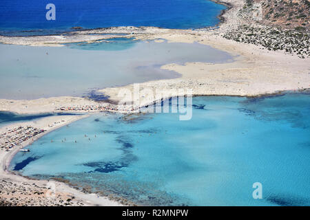 Balos Lagune und Strand Ansicht von Oben auf der Insel Kreta in Griechenland Stockfoto