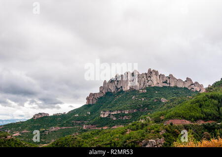 Malerischer Blick auf Multi-erreichte Montserrat, in der Nähe von Barcelona, Katalonien, Spanien Stockfoto