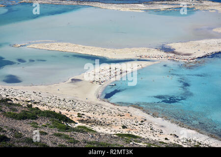 Balos Lagune und Strand Ansicht von Oben auf der Insel Kreta in Griechenland Stockfoto