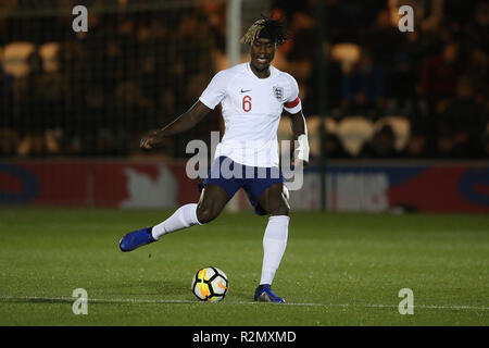 Trevoh Chalobah von England in Aktion während der internationalen Freundschaftsspiel zwischen England U20 und U20 an JobServe Gemeinschaft Stadion am 19. November 2018 in Colchester, England. (Foto von Paul Chesterton/phcimages.com) Stockfoto