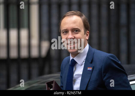 London, 20. November 2018, Matt Hancock, MP PC, Gesundheit Sekretärin kommt an einer Kabinettssitzung am 10 Downing Street, London Credit Ian Davidson/Alamy leben Nachrichten Stockfoto