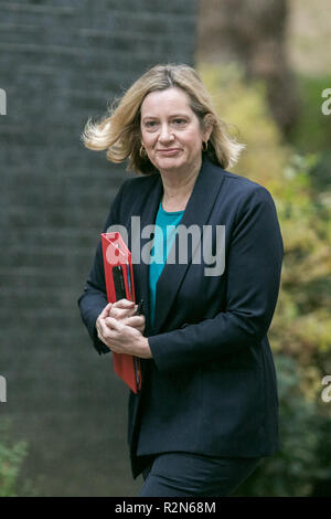 London, Großbritannien. 20 Nov, 2018. Amber Rudd MP, Staatssekretär für Arbeit und Renten kommt an der Downing Street Credit: Amer ghazzal/Alamy leben Nachrichten Stockfoto