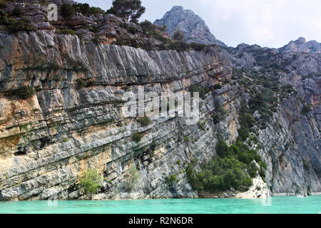 Verdon, Frankreich. 12. Juli 2018. Blick in die Schlucht des Verdon, die Lage ist das Ende des Canal kurz vor dem Lac de Sainte Croix. | Verwendung der weltweiten Kredit: dpa/Alamy leben Nachrichten Stockfoto