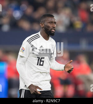 Antonio Rüdiger (Rüdiger, GER), Geste, Gestik, Fußball-Länder, Nationen, Liga, Deutschland (GER) - Niederlande (NED) 2:2, 19/11/2018 in Gelsenkirchen. | Verwendung weltweit Stockfoto