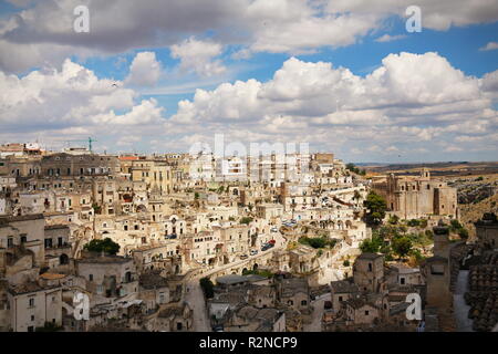 Matera, Italien - Juli 2016: Häuser von Matera auch als Stadt der Steine der Europäischen Kulturhauptstadt 2019 Stockfoto