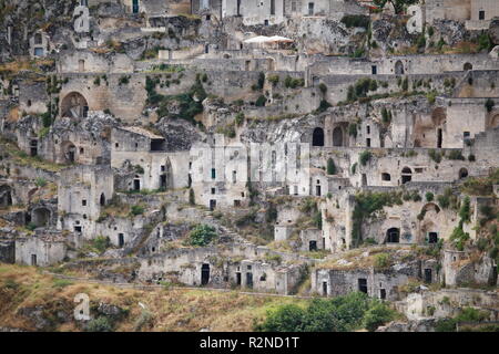 Matera, Italien - Juli 2016: Häuser von Matera auch als Stadt der Steine der Europäischen Kulturhauptstadt 2019 Stockfoto