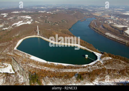 Vorratsbehälter, Pumpspeicherkraftwerk Koepchenwerk, Wasserkraftwerk, RWE, Wittbräucke, Herdecke, Ruhrgebiet, Nordrhein-Westfalen, Deutschland, Europa, Stockfoto