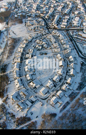 Luftaufnahme, Schnee, Winter, Olpe, Nordrhein-Westfalen, Deutschland, Europa Stockfoto