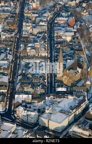 Luftaufnahme, Schnee, Winter, Olpe, Nordrhein-Westfalen, Deutschland, Europa Stockfoto