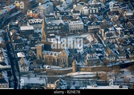 Luftaufnahme, Schnee, Winter, Olpe, Nordrhein-Westfalen, Deutschland, Europa Stockfoto