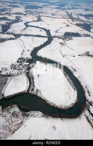 Luftaufnahme, Lippe, Meander, Alstedde, Lünen, Ruhrgebiet, Nordrhein-Westfalen, Deutschland, Europa, Stockfoto