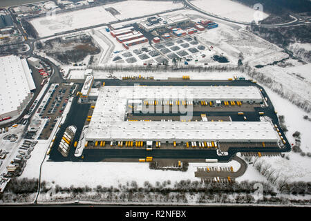 Luftaufnahme, Schnee, Hervest, Dorsten, Ruhrgebiet, Nordrhein-Westfalen, Deutschland, Europa, Stockfoto