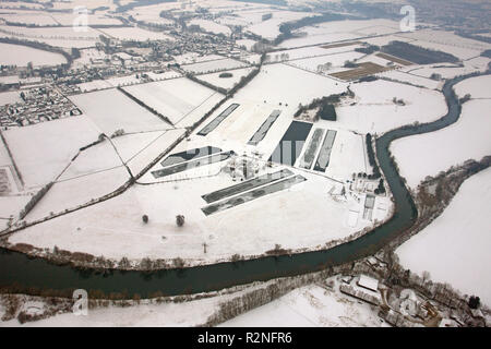 Luftaufnahme, Ruhr, Wasserwerke Warmen, Hamm, Waldemey, Fröndenberg, Ruhrgebiet, Nordrhein-Westfalen, Deutschland, Europa, Stockfoto