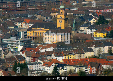 Rathaus, teleobjektiv von Wetter mit einem 800 mm Objektiv, Grosse Borbach, Witten, Ruhrgebiet, Nordrhein-Westfalen, Deutschland, Europa, Stockfoto