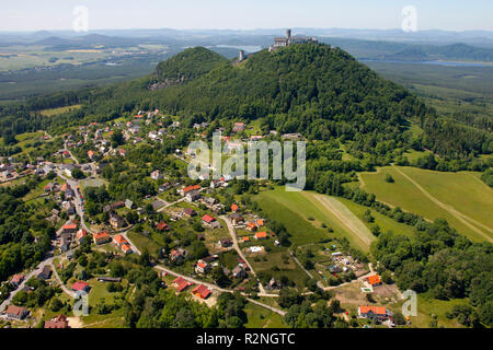 Luftaufnahme, Schloss, Castle Hill, Ceska Lipa, Tschechien, Bezděz, Ceská Lípa, Liberec, Tschechische Republik, Europa, Stockfoto