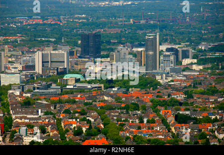 Essener Skyline, RWE-Tower, RWE-Power, Rellinghausen, Essen, Ruhrgebiet, Nordrhein-Westfalen, Deutschland, Europa, Stockfoto
