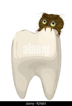 Zahn mit Karies auf weißem Hintergrund Stock Vektor