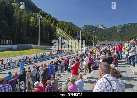 Tribüne, deutschen Biathlon Meisterschaft, Relais in der Chiemgau Arena Ruhpolding, Chiemgau, Oberbayern, Bayern, Deutschland Stockfoto