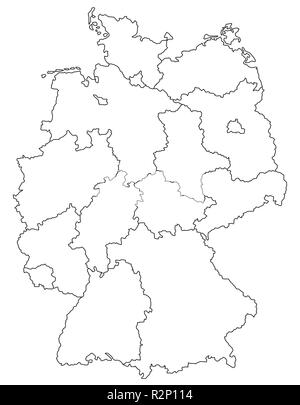 Deutschland, politische Karte. Staaten der Bundesrepublik Deutschland
