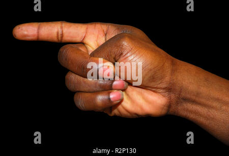 Richtung Zeigefinger Stockfoto