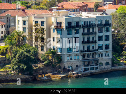 Luxus Wohnungen in Kirribilli am nördlichen Ufer des Hafens von Sydney, Sydney, NSW, Australien. Stockfoto