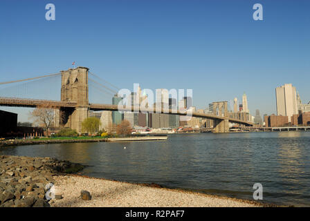 Die Brooklyn Bridge und die Skyline von Ny Stockfoto