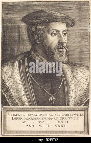 Kaiser Karl V. datiert: 1531. Medium: Gravur. Museum: Nationalgalerie, Washington DC. Autor: Barthel Beham. Stockfoto