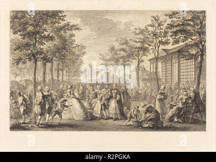 La Promenade Des Remparts de Paris. Stand: 1760. Medium: Radierung und Gravur. Museum: Nationalgalerie, Washington DC. Autor: pierre-francois Courtois nach Augustin de Saint-Aubin. Augustin de Saint-Aubin. nach Augustin de Saint-Aubin. Pierre François Courtois. Stockfoto