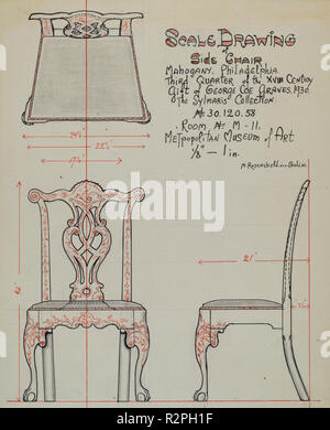 Side Chair. Stand: 1936. Abmessungen: insgesamt: 25 x 20,6 cm (9 13/16 x 8 1/8 in.) Original IAD Objekt: keine gegeben. Medium: Feder und Tusche und Graphit auf Papier. Museum: Nationalgalerie, Washington DC. Autor: M.Rosenshield-von-Paulin. Stockfoto