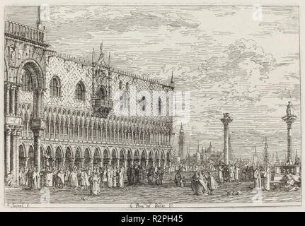 La Piera del Bando. V. [rechts]. Vom: C. 1735/1746. Abmessungen: Platte: 14,4 x 21,2 cm (5 11/16 x 8 3/8 in.) Blatt: 45,8 x 63,6 cm (18 1/16 x 25 1/16 in.). Medium: Radierung auf Bütten. Museum: Nationalgalerie, Washington DC. Autor: CANALETTO. Stockfoto