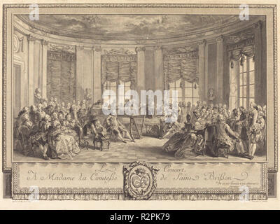 Le Concert. Stand: 1774. Medium: Radierung und Gravur. Museum: Nationalgalerie, Washington DC. Autor: antoine-jean Duclos nach Augustin de Saint-Aubin. Augustin de Saint-Aubin. Antoine Jean Duclos. Stockfoto