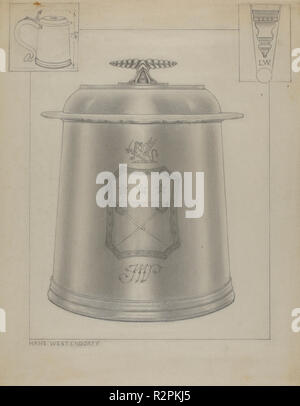 Silber Tankard. Vom: C. 1936. Abmessungen: insgesamt: 29 x 22,9 cm (11 7/16 x 9 in.) Original IAD Objekt: 7 3/8" hoch. Medium: Graphit auf Papier. Museum: Nationalgalerie, Washington DC. Autor: Hans Westendorff. Stockfoto