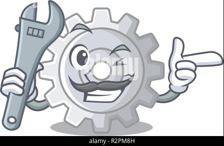 Mechaniker Zahnradsymbol Cartoon das Design Best Stock Vektor