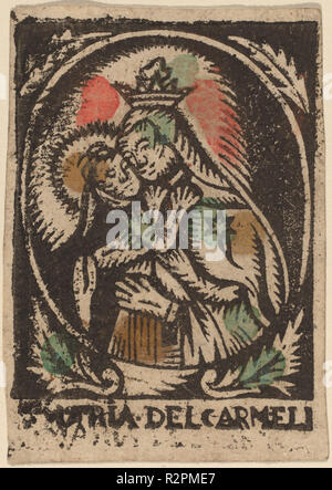 Madonna und Kind. Vom: C. 1475/1500. Medium: Hand - farbige Holzschnitt. Museum: Nationalgalerie, Washington DC. Thema: Spanisch 15. Stockfoto