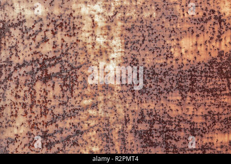 Dunkelbraun getragen rostiges Metall Textur Hintergrund. Alten grunge Stahl Oberfläche. Vintage Effekt. Stockfoto